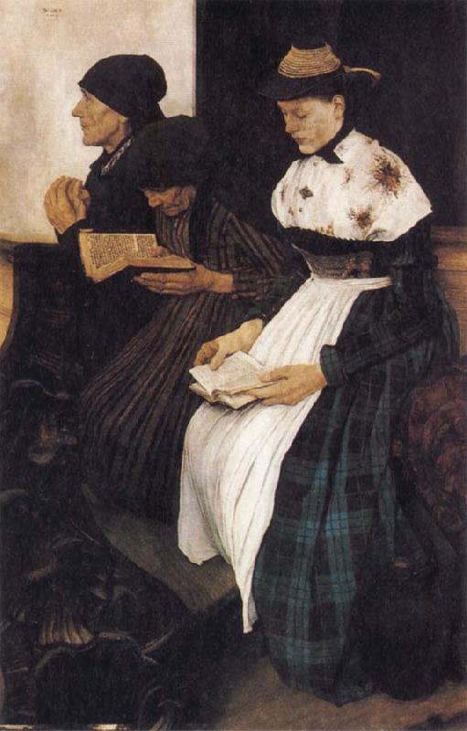 Wilhelm Leibl Three Women in Church France oil painting art